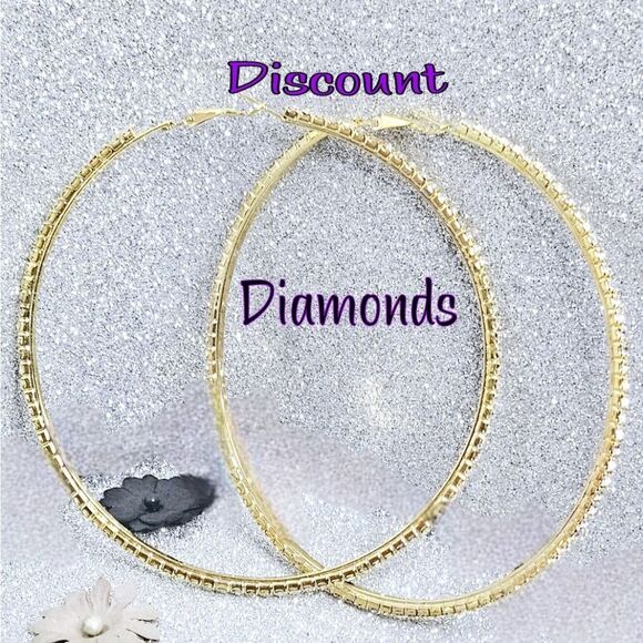 White Baguette Diamond 14K Gold Hoop Earrings 925 Silver - Picture 7 of 14